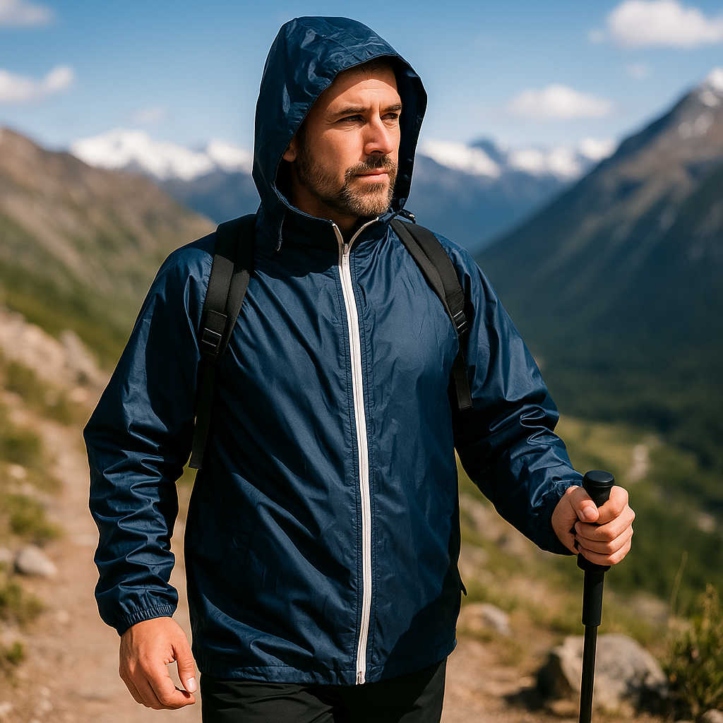 Hooded raincoat dark green color for Men