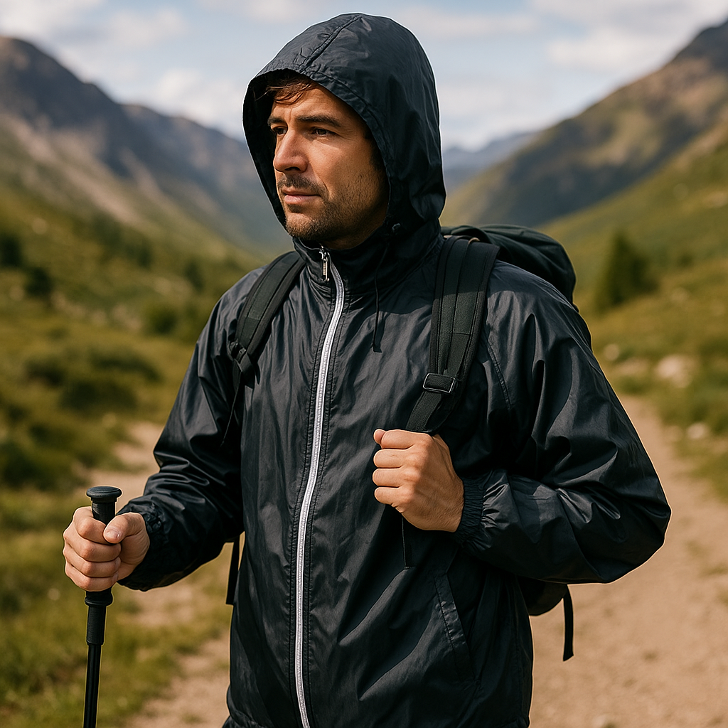 Hooded raincoat dark green color for Men